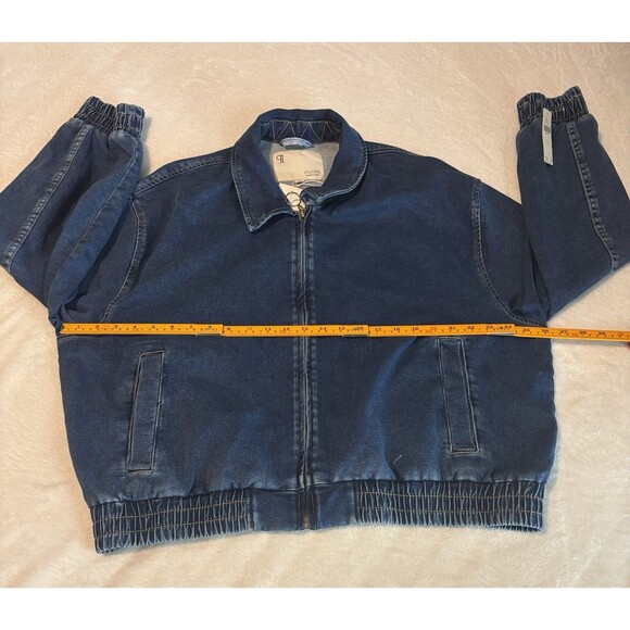 Anthropologie Rylie Bomber Jacket By Pilcro Demin Knit Edition Md z Sz Lg Blue - Picture 5 of 10